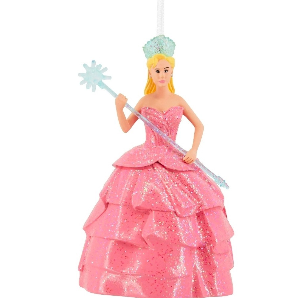 Hallmark Wicked Glinda Christmas Tree Ornament‎ Glitter Pink Gown Wand